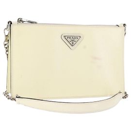 PRADA Schultertasche aus Safiano-Leder Weiß Silber Auth bs29803 Silber Weiß