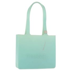 Chanel Borsa Tote in gomma blu turchese CC Auth BA6869 Turchese