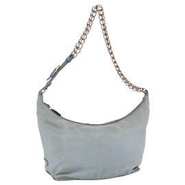 PRADA Borsa a Spalla con Catena Nylon Azzurro Chiaro Oro Auth SW1832 D'oro Blu chiaro