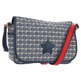 Borsa a Spalla GUCCI PVC Blu Argento 664143 Auth BA8196M Argento Blu