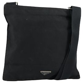 PRADA Hand Bag Nylon Black Silver Auth 153120 Black Silvery