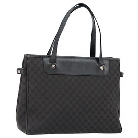 Céline CELINE Macadam Canvas Handtasche Schwarz Silber Auth ep11378 Schwarz Silber