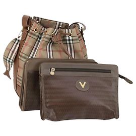 VALENTINO Borsa Clutch PVC 3 Pezzi Marrone Beige Auth am9678 Marrone Beige