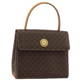 Céline Bolsa de mão em lona Macadam CELINE em couro PVC marrom dourado Auth ar13796 Marrom Dourado