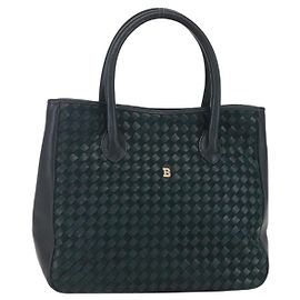 BALLY Bolsa de mão de couro verde dourado Auth BA8440 Dourado Verde