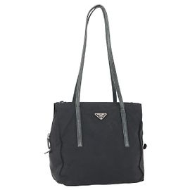 PRADA Borsa a mano in nylon nero argento Auth 154514 Nero Argento