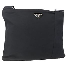 PRADA Schultertasche Nylon Schwarz Silber Authentisch bs31163 Schwarz Silber