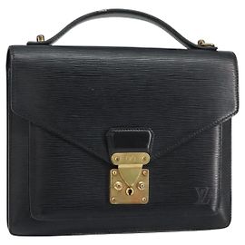 LOUIS VUITTON Borsa a Mano Epi Monceau 28 Nera M52122 LV Auth am9637 Nero