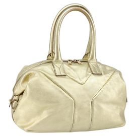 Bolsa Boston Mini Easy em couro dourado Auth BA6609 da SAINT LAURENT Dourado