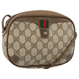 Borsa Sherry Line GG Supreme Web di GUCCI in PVC beige e oro 89 02 066 Auth BA7117 Beige D'oro