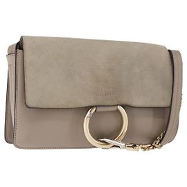 Chloé Chloe Fay Shoulder Bag Suede Leather Beige Auth BA6827 Beige