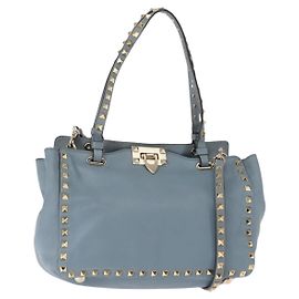 VALENTINO Borsa a mano in pelle 2 in 1 Blu Oro Auth BA6602 Blu D'oro