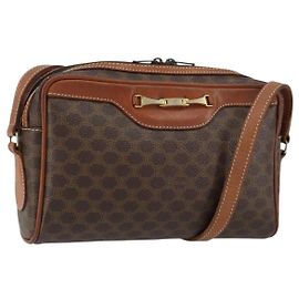 Céline Bolsa de Ombro em Lona Macadam CELINE em Couro PVC Marrom Dourado Auth 153388 Marrom Dourado