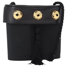 Borsa a Spalla Salvatore Ferragamo Nylon Nero Oro Auth 153979 Nero D'oro