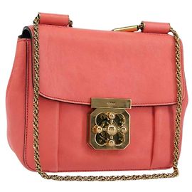 Chloé Bolsa de Ombro em Couro Chloe Chain Elsie Rosa Dourado Auth BA7812 Rosa Dourado