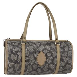 SAINT LAURENT Handtasche PVC Canvas Grau Beige Auth fm4973 Braun Beige