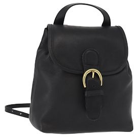 Coach Backpack Leather Black Gold Auth am9869 Black Golden
