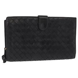 Autre Marque Lange INTRECCIATO Geldbörse aus Leder Schwarz Authentisch bs31595 Schwarz