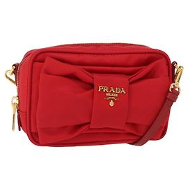 Borsa a Spalla PRADA Nylon Rossa Oro Auth 152289SAV Rosso D'oro