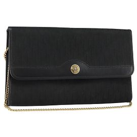 Bolsa de ombro em canvas Trotter Christian Dior preta e dourada Auth bs29925 Preto Dourado