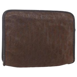 Pochette en toile Trotter Christian Dior marron Auth 148875 Marron