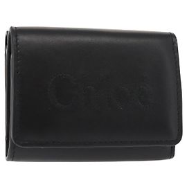 Chloé Chloe Sense Wallet Leather Black Auth 148476 Black