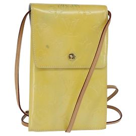 Cartera Walker Monogram Vernis LOUIS VUITTON Amarillo Lima M91074 LV Auth hk3224 Dorado