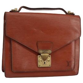 LOUIS VUITTON Bolsa de Mão Epi Monceau 28 Marrom M52123 LV Auth bs30558 Marrom