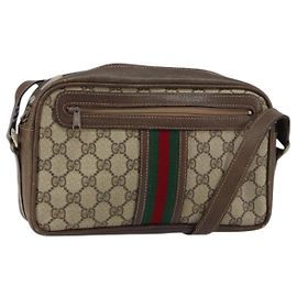 Borsa a Spalla GUCCI GG Supreme Web Sherry Line PVC Beige Oro Rosso Auth 148413 Rosso Beige D'oro