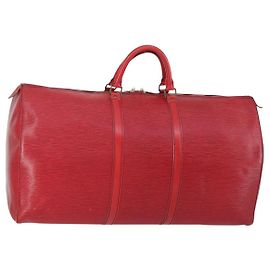 LOUIS VUITTON Epi Keepall 60 Borsa Boston Rossa M42947 LV Auth 148138 Rosso