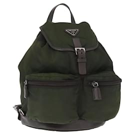 PRADA Backpack Nylon Khaki Silver Auth kk592 Silvery Khaki