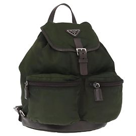 PRADA Rucksack aus Nylon Khaki Silber authentisch kk592 Silber Khaki
