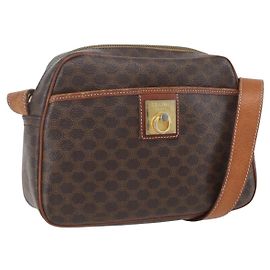 Céline CELINE Macadam Canvas Shoulder Bag PVC Leather Brown Gold Auth 159160 Brown Golden