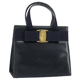 Borsa a mano Vala in pelle blu navy e oro Auth BA8854 di Salvatore Ferragamo D'oro Blu navy