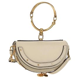 Chloé Bolsa Minaudière Chloe Nile em couro 2 em 1 branco ouro Auth 156183V Branco Dourado