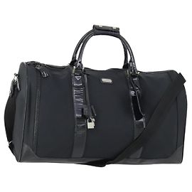 Salvatore Ferragamo Boston Bag Nylon Black Silver Auth BA8227 Black Silvery
