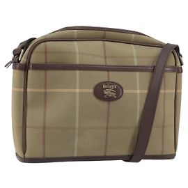 Autre Marque Bolsa de Ombro Burberrys Nova Check em Lona Bege Auth BA8675 Bege