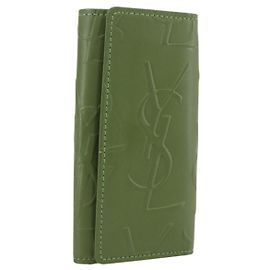 SAINT LAURENT Cassandra Key Case Leather Green Gold Auth yk20053 Golden Green