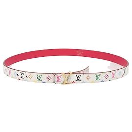 LOUIS VUITTON Multicolor Initials Gürtel Weiß M9630 LV Auth 156685SAM Weiß
