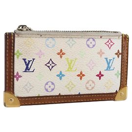 LOUIS VUITTON Monogram Multicolor Pochette Cles Purse White M92655 Auth 152602 White
