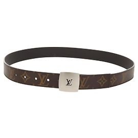 LOUIS VUITTON Cinto Monogram LV Cut 39,4" Prata M6888 LV Auth BA8354V Prata Monograma