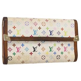Multicolor Porte Tresor International Geldbörse LOUIS VUITTON M92659 Auth 152244 Weiß