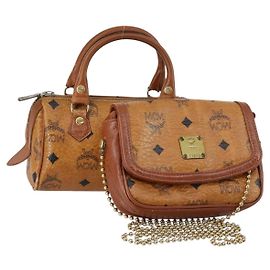 Borsa MCM Logogram Vicetos in pelle PVC 2 pezzi marrone oro Auth mr1553 Marrone D'oro