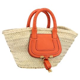 Chloé Bolso de mimbre Chloe Marcie naranja beige Auth 153174 Beige Naranja