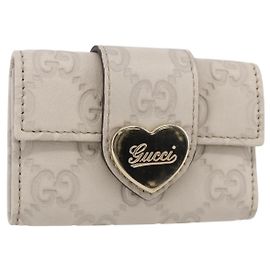GUCCI Guccissima GG Canvas Key Case Leather White 203551 Auth sw1578 White