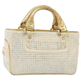 Céline Sac à main CELINE Satin Beige Or Auth gh992 Beige Doré