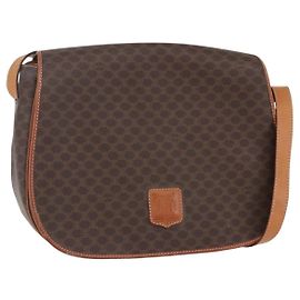Céline Bolsa de Ombro em Lona Macadam CELINE em Couro PVC Marrom Dourado Auth mr1622 Marrom Dourado
