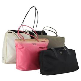 PRADA Handtasche Nylon 5 Set Schwarz Weiß Rosa Auth 153249 Schwarz Pink Weiß