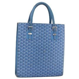 GOYARD Herringbone COMOR GM Tote Bag aus PVC-Canvas Blau Silber authentisch mr1635 Silber Blau