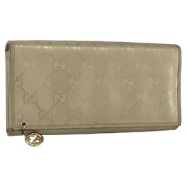 GUCCI GG implementation Long Wallet PVC Gold 224262 Auth bs31465 Golden